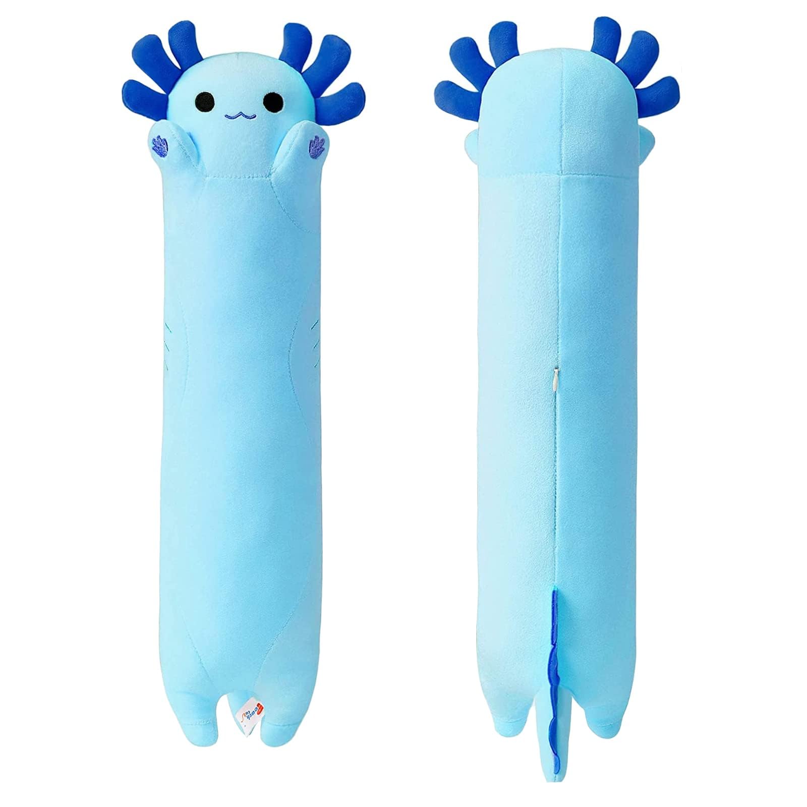 Peach Cat Blue Long Axolotl Plush Pillow Toy Cute Axolotl Stuffed Animal For Girls And Boys 36'